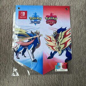NEW Double Sided Banner Pre-Order Bonus Pokemon Sword & Shield Zacian Zamazenta
